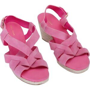 Cole Haan Crystal Pink Suede Wedge Espadrille Sandals Women's US 5.5 M